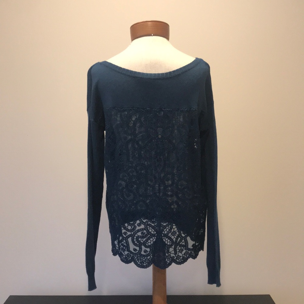 American Eagle boatneck lace back sweater
